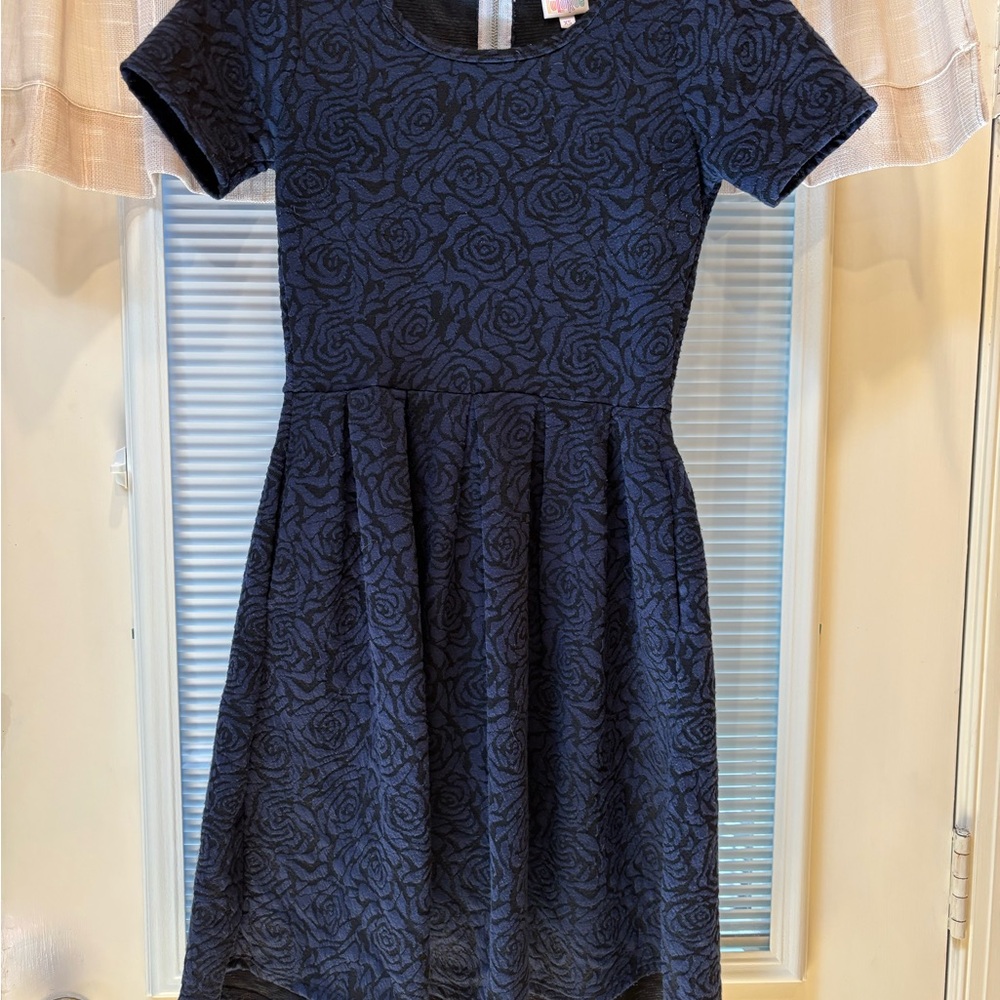 LuLaRoe Black and Blue Floral Dress